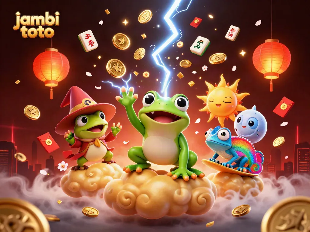 Experience thrilling fun with jambi toto, where golden coins rain in a vibrant casino scene.