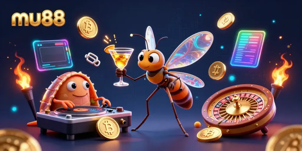 Experience the thrill of mu88 casino with a vibrant digital scene featuring unique characters in a dynamic gaming atmosphere.